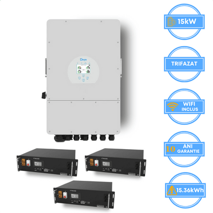 Inverter Deye da 15 kW, SUN-15K-SG05LP3-EU-SM2 + batteria V-TAC da 15,36 kWh