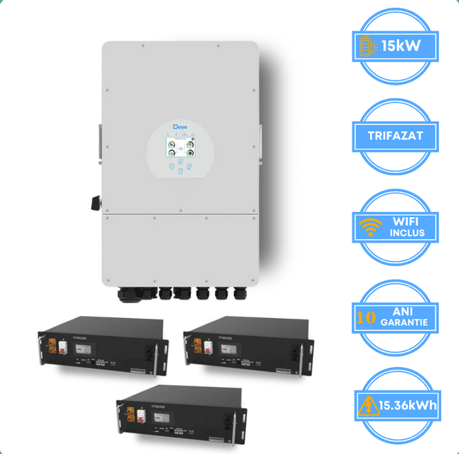 Inverter Deye da 15 kW, SUN-15K-SG05LP3-EU-SM2 + batteria V-TAC da 15,36 kWh