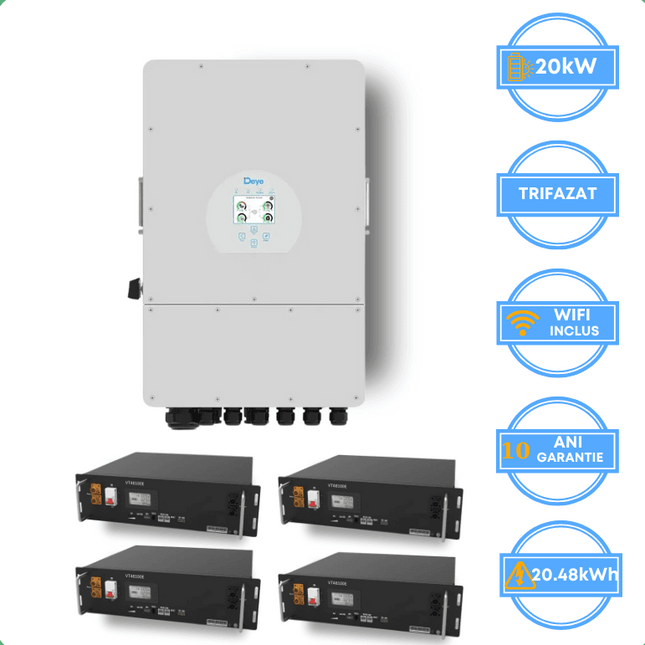 Inverter Deye da 20 kW, SUN-20K-SG05LP3-EU-SM2 + batteria V-TAC da 20,48 kWh