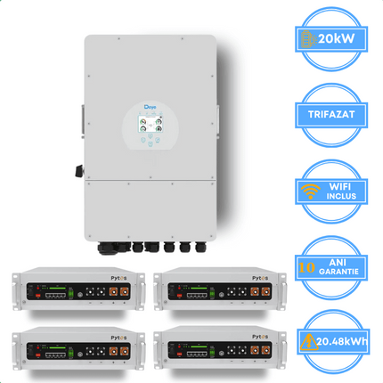 Inverter Deye da 20 kW, SUN-20K-SG05LP3-EU-SM2 + batteria Pytes da 20,48 kWh, v5a
