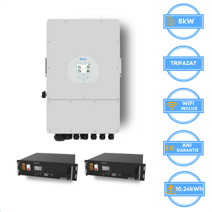 Inverter Deye da 8 kW, SUN-8K-SG05LP3-EU-SM2 + batteria V-TAC da 10,24 kWh