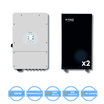 Inverter Deye da 10 kW, SUN-10K-SG02LP1-EU-AM3 + batteria V-TAC da 10,24 kWh