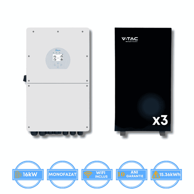 Inverter Deye da 16 kW, SUN-16K-SG01LP1-EU + batteria V-TAC da 15,36 kWh