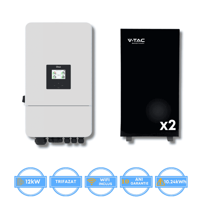 Inverter Deye da 12 kW, SUN-12K-SG05LP3-EU-SM2 + batteria V-TAC da 10,24 kWh