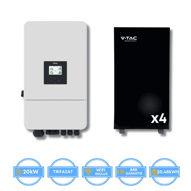 Inverter Deye da 20 kW, SUN-20K-SG05LP3-EU-SM2 + batteria V-TAC da 20,48 kWh