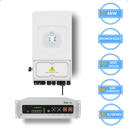 Inverter Deye da 6 kW, SUN-6K-SG05LP1-EU-AM2-P + batteria Pytes da 5,12 kWh, v5a
