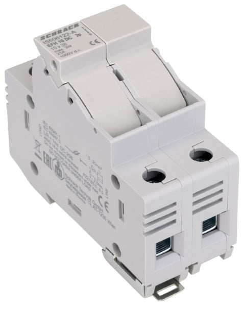 Blocco fusibili modulare per impianti fotovoltaici, 10x38, bipolare, 20 A, Schrack