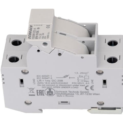 Blocco fusibili modulare per impianti fotovoltaici, 10x38, bipolare, 20 A, Schrack